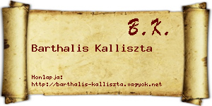 Barthalis Kalliszta névjegykártya